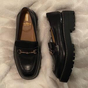 Sam Edelman Black Leather Slip-On Loafers